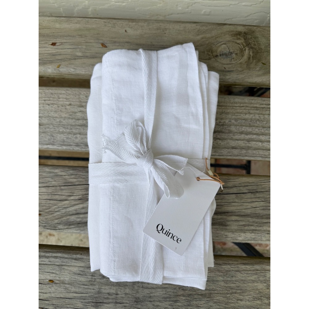 Quince European Linen King Pillow Shams Set of 2 White New With Tags
